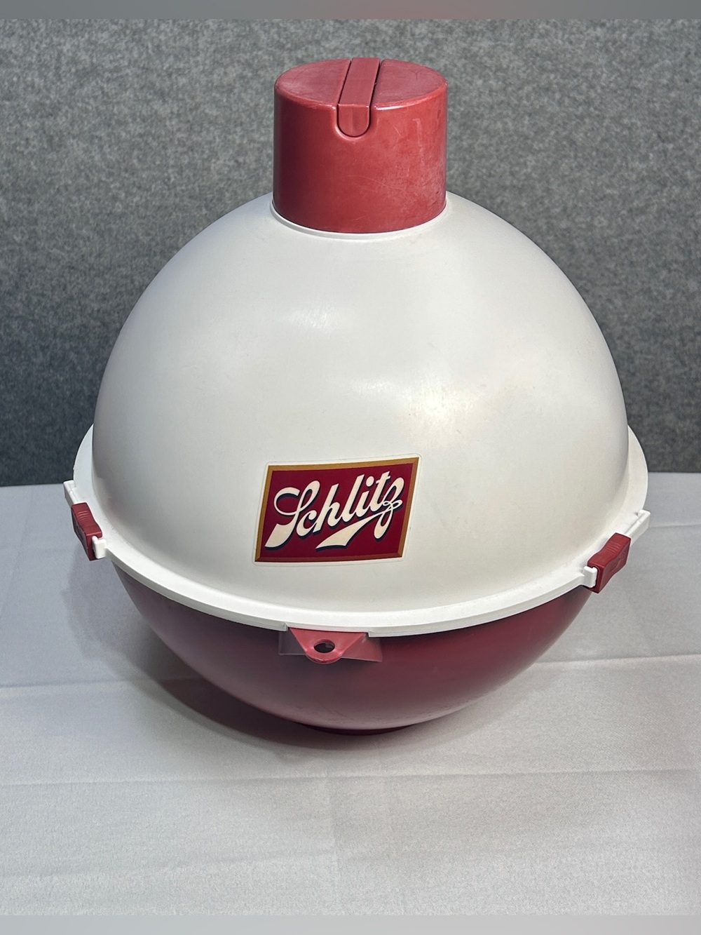 Schlitz Beer Big Bobber Floating Cooler Maroon White VTG Breweriana Collectable